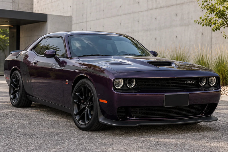 Location Dodge Challenger Scat Pack violette pour tournage et shooting photo